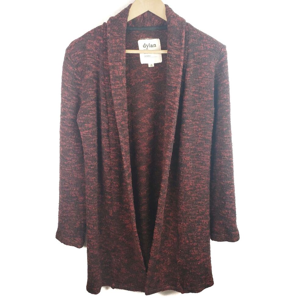 dylan Red Black Open Front Knit Cardigan Size XS